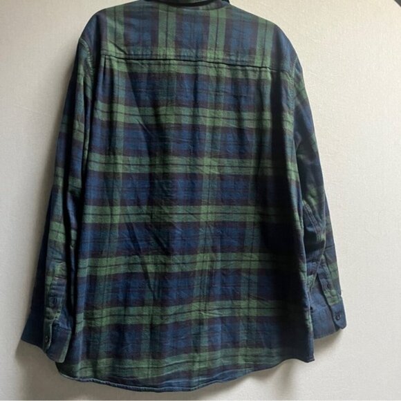 Pladra cotton green blue plaid flannel button up shirt Sz 2X - Picture 3 of 12
